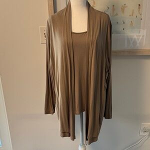 Chico's Tan Open-Front Cardigan and Tank Top Size 3 (XL)